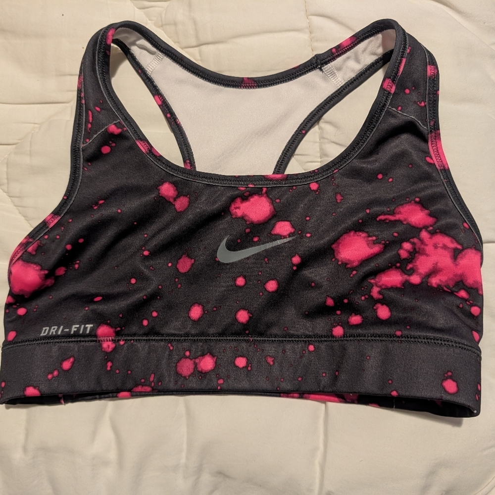 Nike Neon Pink Splatter Paint Sports Bra